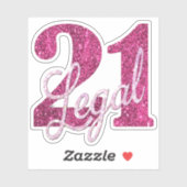21 en juridische | Fun Pink Faux Glitter 21e verja Sticker (Vel)
