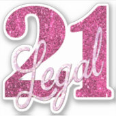 21 en juridische | Fun Pink Faux Glitter 21e verja Sticker (Voorkant)