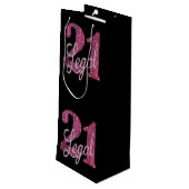 21 en juridische | Fun Pink Faux Glitter 21e verja Wijn Cadeautas (Achterkant Gekanteld)