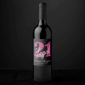 21 en juridische | Fun Pink Faux Glitter 21e verja Wijn Etiket