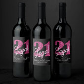 21 en juridische | Fun Pink Faux Glitter 21e verja Wijn Etiket