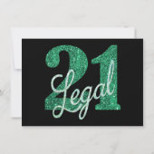 21 en juridische | Green Faux Glitter 21st BDay Fo Kaart (Achterkant)