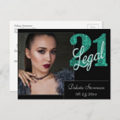 21 en juridische | Groene 21e Verjaardag Foto Dank Briefkaart (Voorkant / Achterkant)