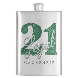 21 en juridische   Groene Faux Glitter 21e verjaar Flacon