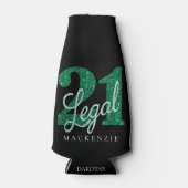 21 en juridische | Groene Faux Glitter 21e verjaar Flesjeskoeler (Voorkant)