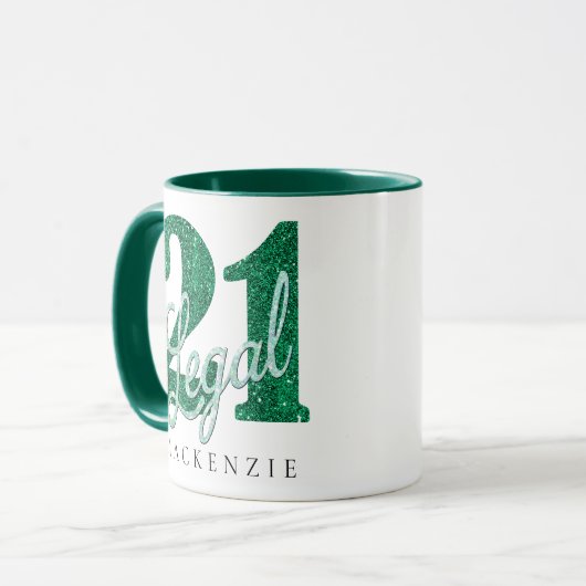 21 en juridische | Groene Faux Glitter 21e verjaar Mok (Voorkant links)