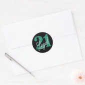 21 en juridische | Groene Faux Glitter 21e verjaar Ronde Sticker (Envelop)
