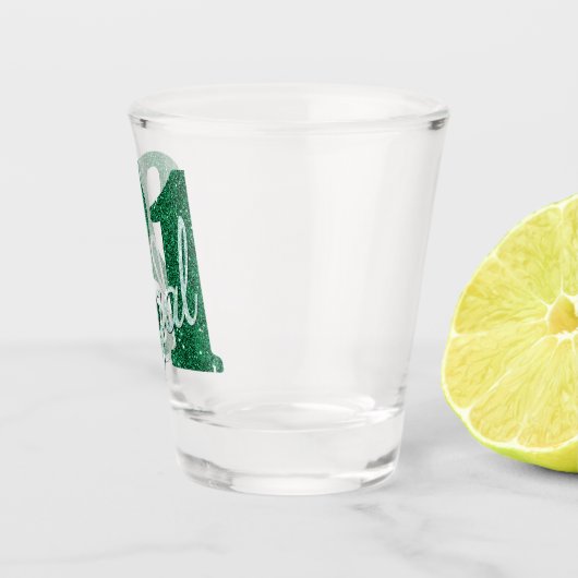 21 en juridische | Groene Faux Glitter 21e verjaar Shot Glas (Rechts)