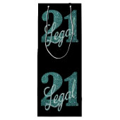 21 en juridische | Groene Faux Glitter 21e verjaar Wijn Cadeautas (Achterkant)