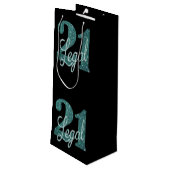 21 en juridische | Groene Faux Glitter 21e verjaar Wijn Cadeautas (Achterkant Gekanteld)
