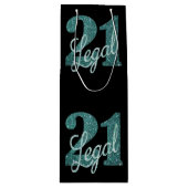 21 en juridische | Groene Faux Glitter 21e verjaar Wijn Cadeautas (Voorkant)