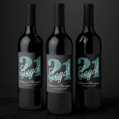 21 en juridische | Groene Faux Glitter 21e verjaar Wijn Etiket