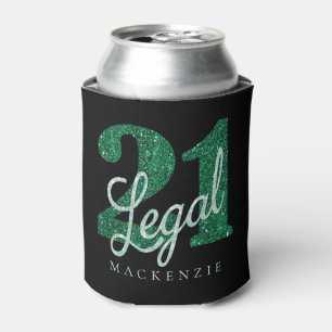 21 en juridische  Groene Glitter 21st Birthday Nam Blikjeskoeler