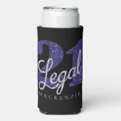 21 en juridische | Paarse Faux Glitter 21e Verjaar Seltzer Blikjeskoeler (Seltzer Achterkant)