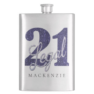 21 en juridische  Paarse Glitter Chic 21st Birthda Flacon