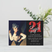 21 en juridische | Red Faux Glitter Foto Keepsake Kaart (Staand voorkant)