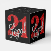 21 en juridische | Rode faux glitter 21e verjaarda Bedankdoosjes (Achterkant)