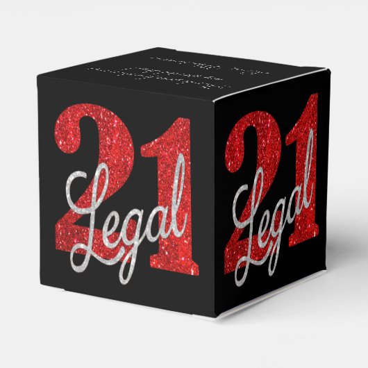 21 en juridische | Rode faux glitter 21e verjaarda Bedankdoosjes (Achterkant)