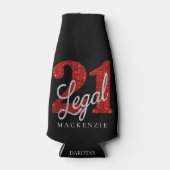 21 en juridische | Rode faux glitter 21e verjaarda Flesjeskoeler (Voorkant)