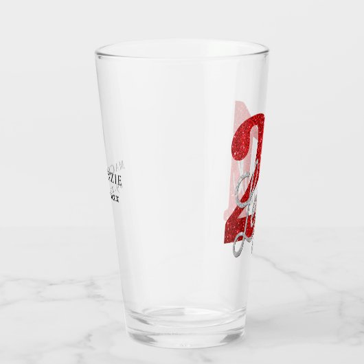 21 en juridische | Rode faux glitter 21e verjaarda Glas (Rechts)