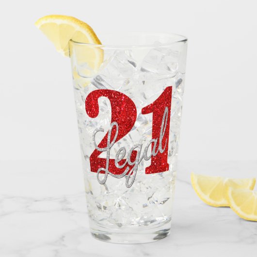 21 en juridische | Rode faux glitter 21e verjaarda Glas (Voorkant ijs)