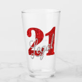 21 en juridische | Rode faux glitter 21e verjaarda Glas (Voorkant)