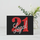 21 en juridische | Rode faux glitter 21e verjaarda Kaart (Staand voorkant)