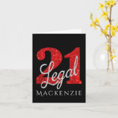 21 en juridische | Rode faux glitter 21e verjaarda Kaart (Gele Bloem)