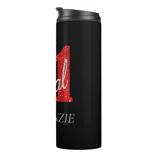 21 en juridische | Rode faux glitter 21e verjaarda Thermosbeker (Geroteerd rechts)