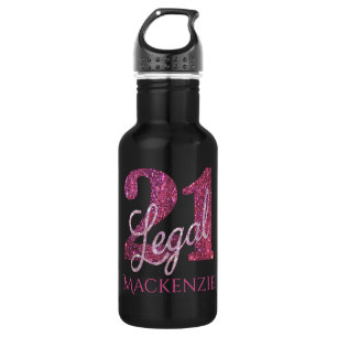 21 en juridische   Roze 21ste verjaardag Chic Glit Waterfles