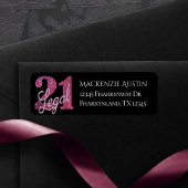 21 en juridische | Roze Faux Glitter 21e verjaarda Etiket