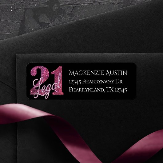 21 en juridische | Roze Faux Glitter 21e verjaarda Etiket