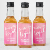 21 en Juridische Roze Waterverf Custom Mini Likeurfles Etiket (Flessen)