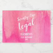 21 en Juridische Roze Waterverf Custom Mini Likeurfles Etiket (Enkel label)