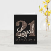 21 en juridische | Taupe Glitter 21st Birthday Kaart (Gele Bloem)