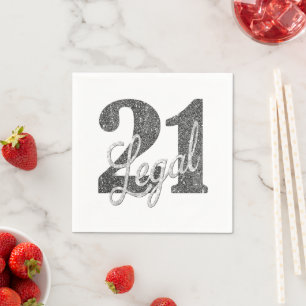 21 en juridische Zilver Glitzy 21e verjaardag Servet