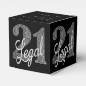 21 en juridische | Zilveren Faux Glitter 21e verja Bedankdoosjes (Achterkant)