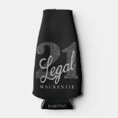 21 en juridische | Zilveren Faux Glitter 21e verja Flesjeskoeler (Voorkant)