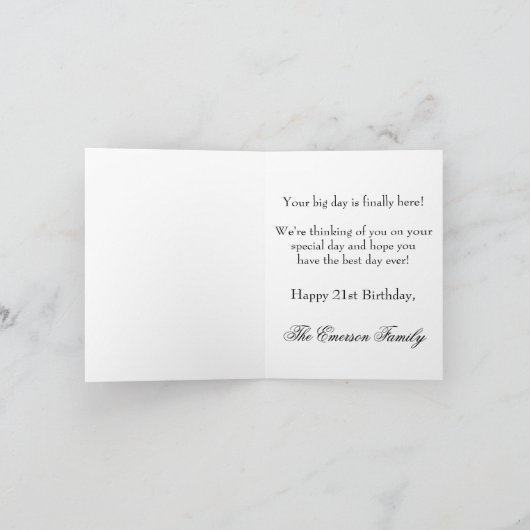 21 en juridische | Zilveren Faux Glitter 21e verja Kaart (Binnen)