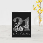 21 en juridische | Zilveren Faux Glitter 21e verja Kaart (Gele Bloem)