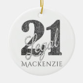 21 en juridische | Zilveren Faux Glitter 21e verja Keramisch Ornament (Voorkant)