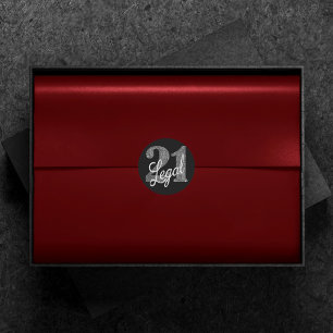 21 en juridische   Zilveren Faux Glitter 21e verja Ronde Sticker