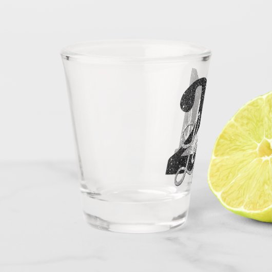 21 en juridische | Zilveren Faux Glitter 21e verja Shot Glas (Links)