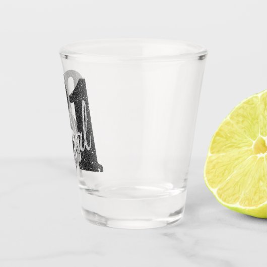 21 en juridische | Zilveren Faux Glitter 21e verja Shot Glas (Rechts)