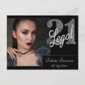 21 en juridische | Zilveren Faux Glitter Foto Dank Briefkaart (Voorkant)