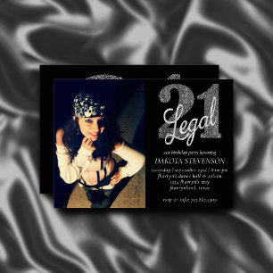 21 en juridische   Zilveren Faux Glitter Foto Keep Kaart