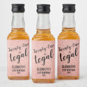 21 en Legaal Blush Roos Glitter Custom Mini Likeurfles Etiket (Flessen)