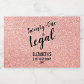 21 en Legaal Blush Roos Glitter Custom Mini Likeurfles Etiket (Enkel label)