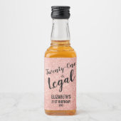 21 en Legaal Blush Roos Glitter Custom Mini Likeurfles Etiket (Voorkant)