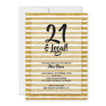 21 en Legaal Goud Glitter Strepen Verjaardag